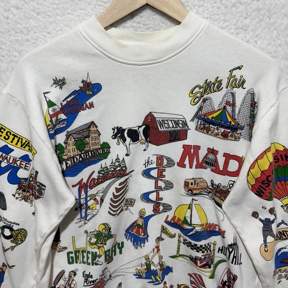VTG Everything Wisconsin Mens Sz M Inlet Bay Made in USA Graphic Sweatshirt - Picture 3 of 14